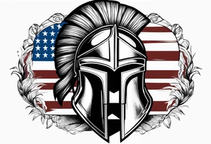 Spartan warrior helmet with American flag tattoo idea