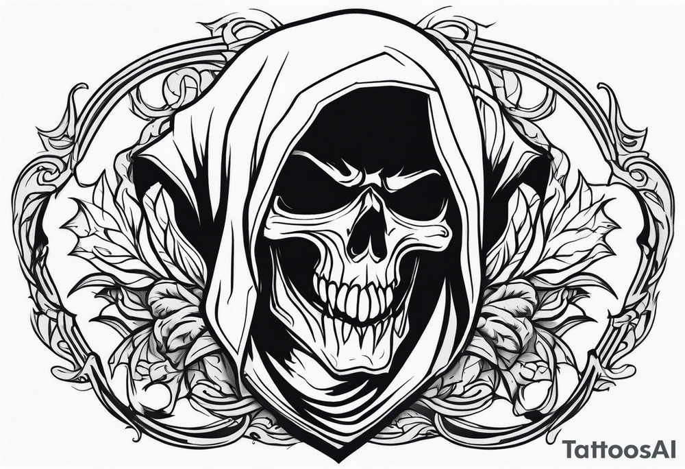 Scary reaper smiling tattoo idea