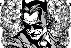 Batman and joker tattoo with butterflies tattoo idea