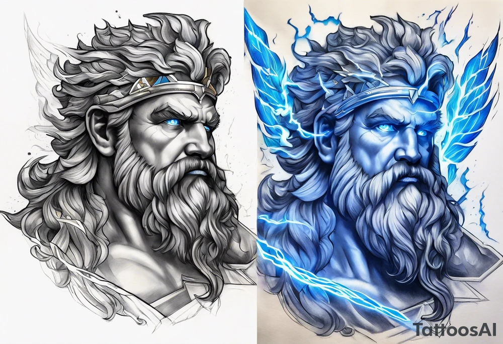 Zeus, blue lightning tattoo idea