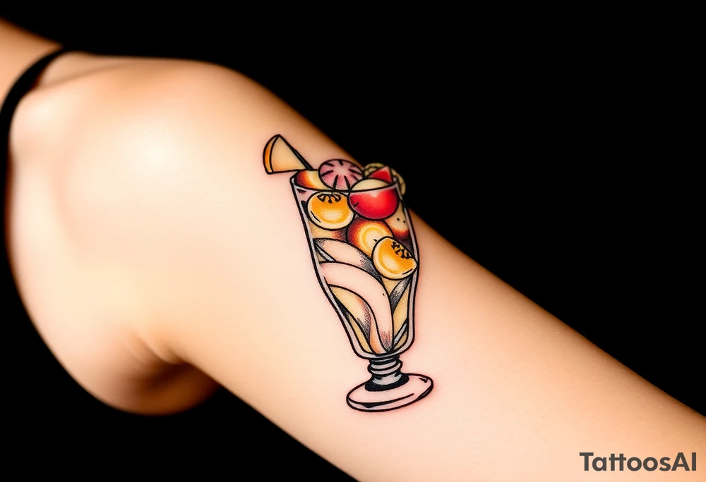 a mai tai in a rocks glass with lots of garnishes tattoo idea