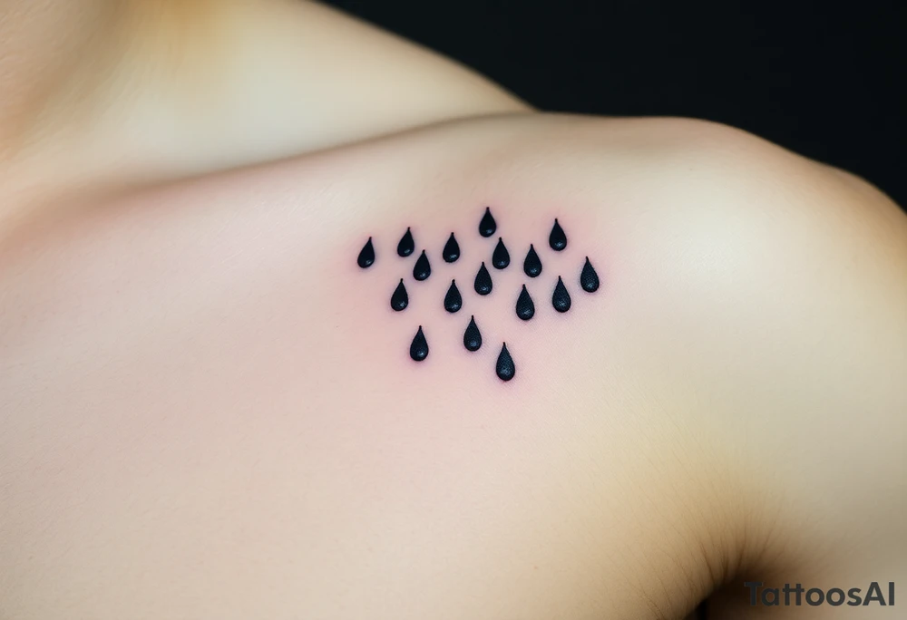 A cascade of small tear drops, fading from black to silvery gray, representing the passage of time and emotional release. tattoo idea