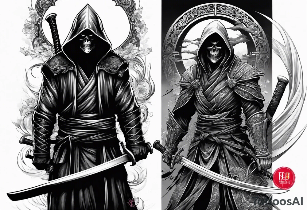 Katana and grim reaper tattoo idea