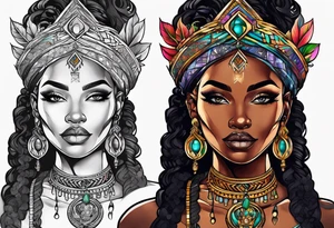 Black Goddess of sativa tattoo idea