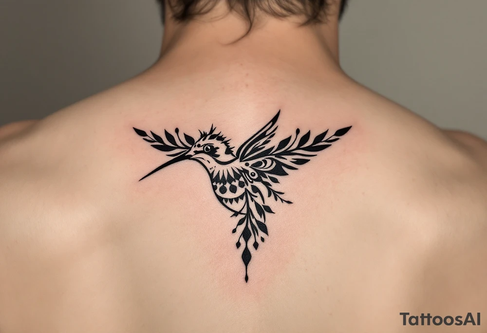 small hummingbird with indigenous style tattoo idea