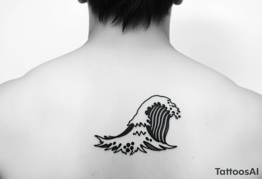 A minimalist tattoo the wave emoji placed on the upper arm tattoo idea