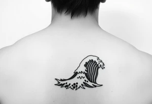 A minimalist tattoo the wave emoji placed on the upper arm tattoo idea