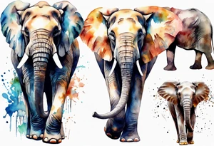 Family of elephants walking tattoo idea