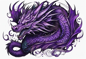 Purple eldritch dragon arm sleeve tattoo idea