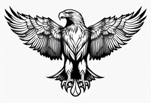 realistic eagle full body  sit face front closed wings tattoo idea