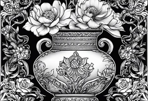 drawing ancient flower vase tattoo idea