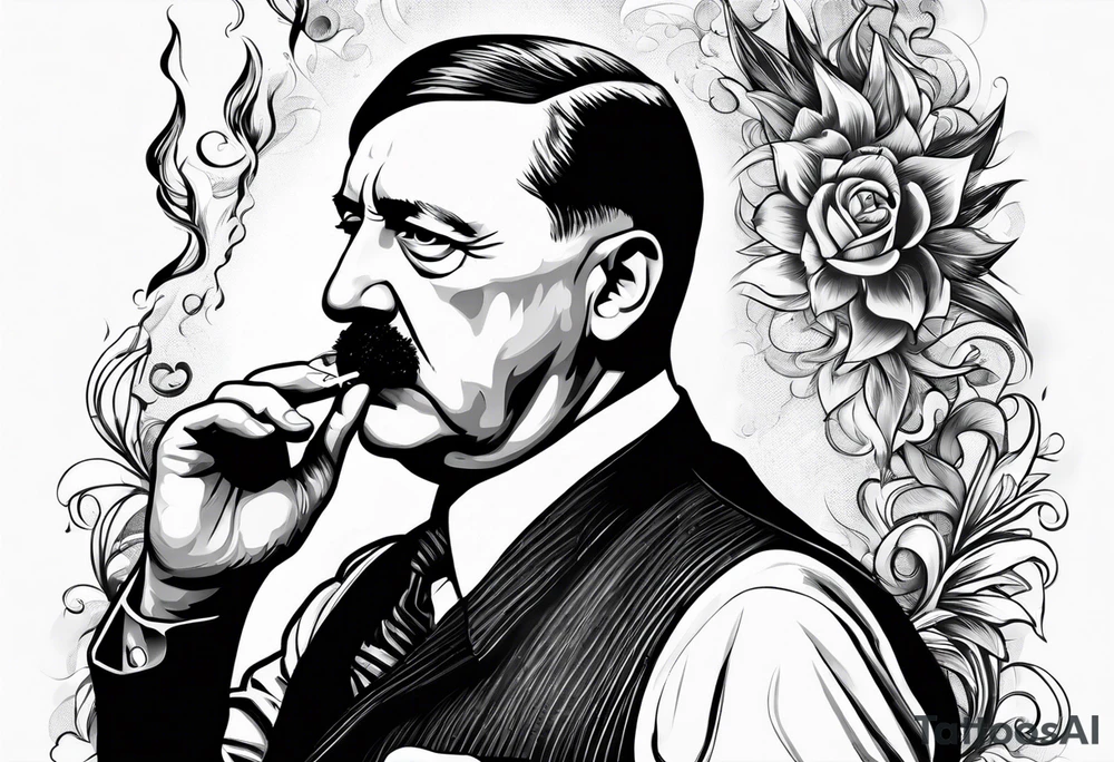 adolf hitler smoking cigarette tattoo idea