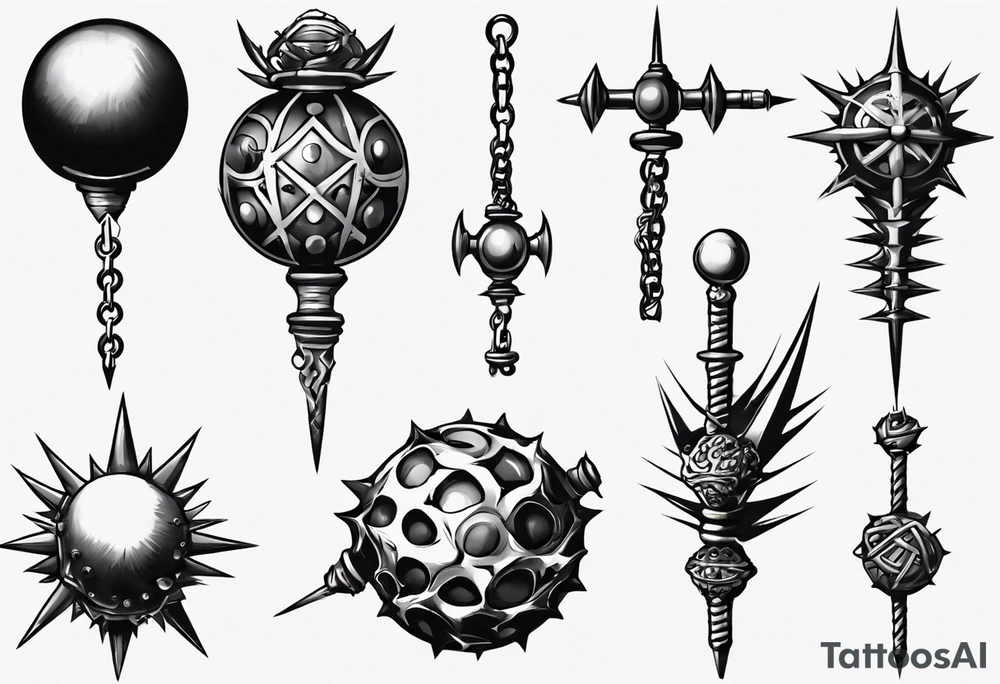 spiked ball mace on a chain tattoo idea