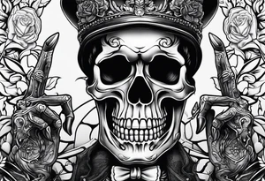 skeleton giving the finger tattoo idea