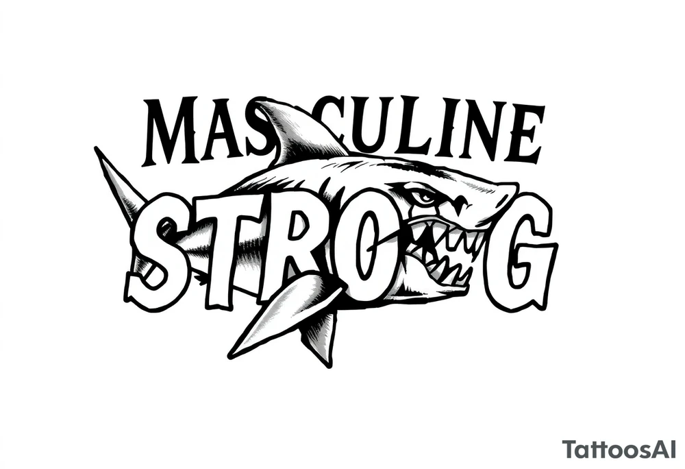 Masculine strong shark flowing tattoo idea