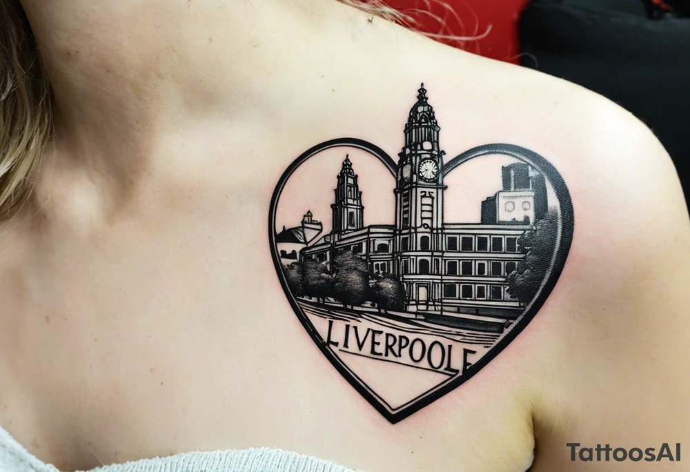 Small tattoo for a woman who love the Liverpool city, I would like to write the name of the city creating a heart shape, without relation with the Liverpool football club tattoo idea