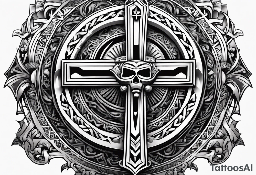 An Egyptian cross that looks like twisted metal tattoo idea