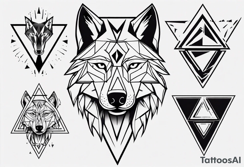 wolf head with triangle in the background tattoo idea