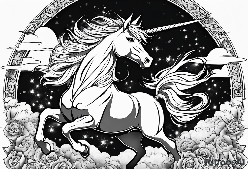 naruto riding a unicorn tattoo idea