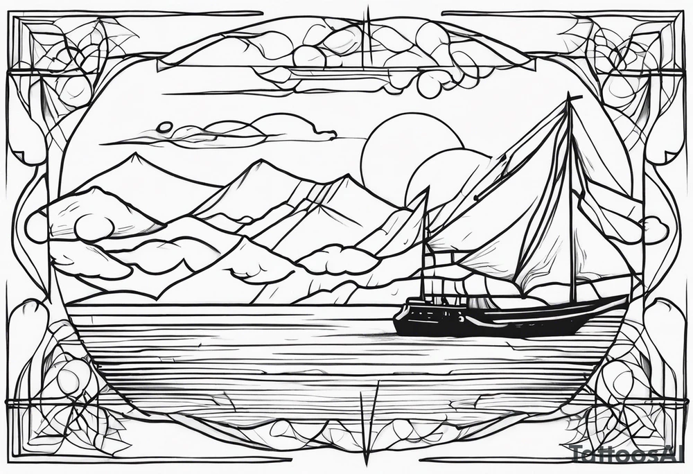 Draw a fine Line from North to South tattoo idea
