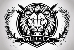 Valhalla sword shield lion 
 axe tattoo idea