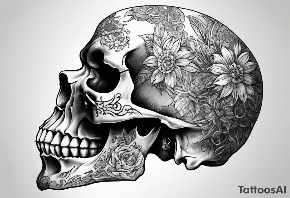 Skull from the side tattoo idea