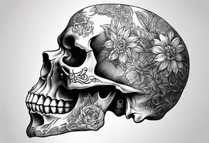 Skull from the side tattoo idea