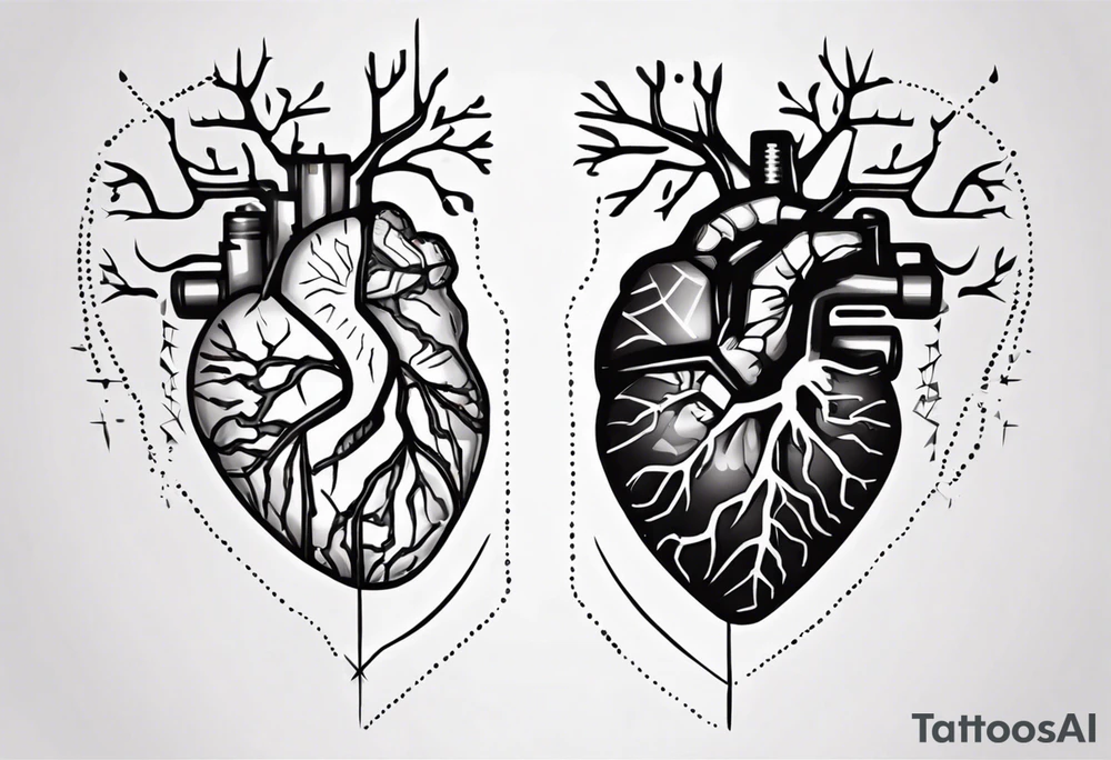 Left half human brain and right half human heart tattoo idea Left half human brain and right half human heart tattoo idea