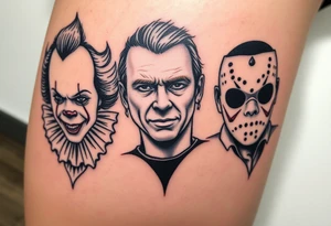 Pennywise, Freddy Krueger, Michael Meyers, and jason voorhees tattoo idea