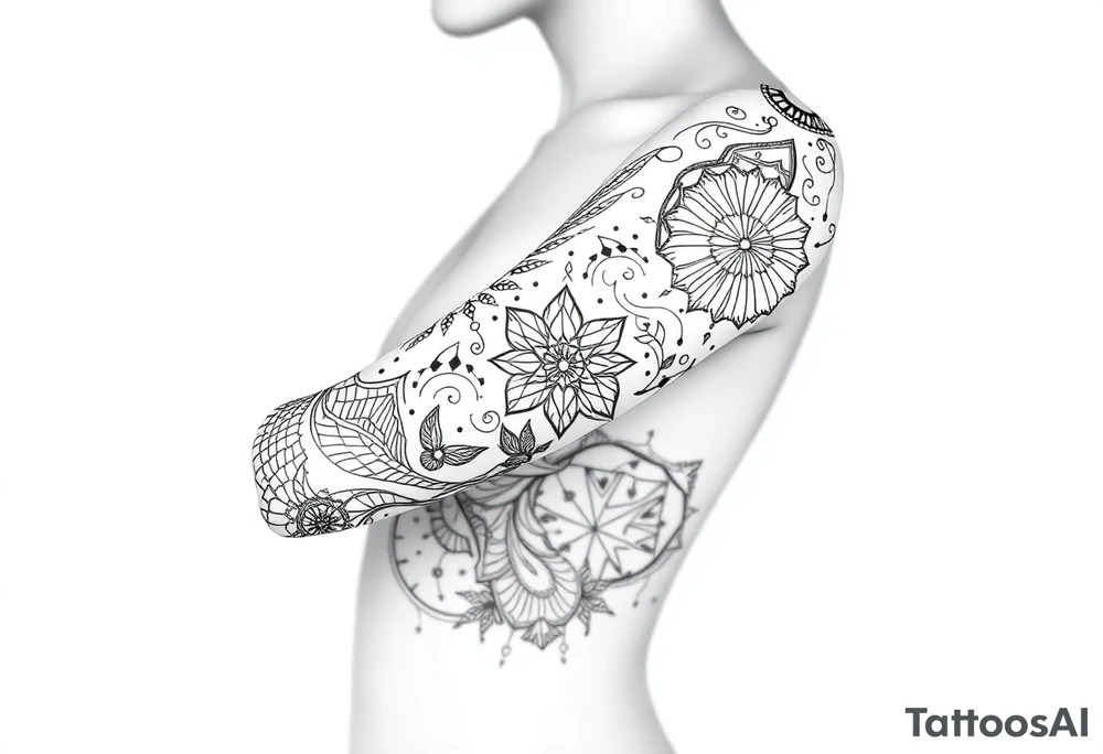 bold line shaman and witch style tattoo idea