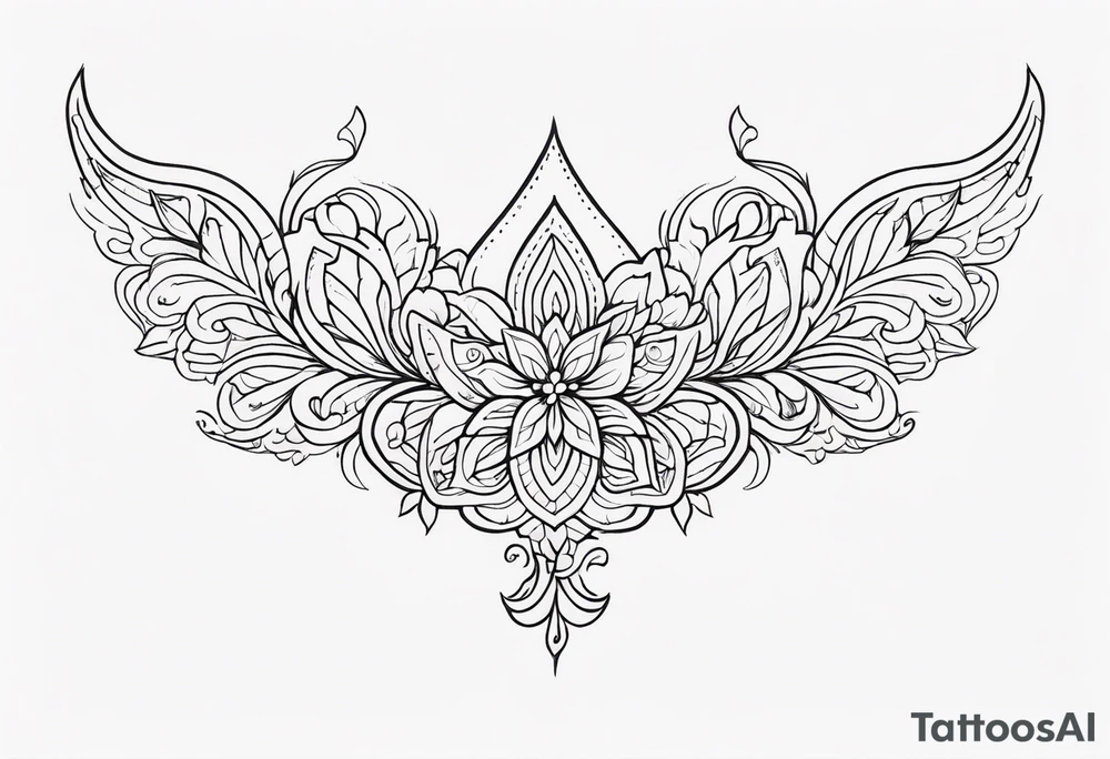 small long ornate floral sternum tattoo tattoo idea