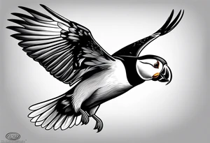 a black flying puffin 
 -  forarm Tattoo tattoo idea