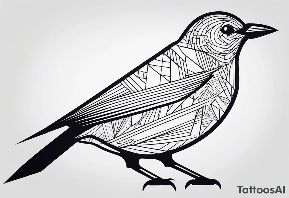 An abstract blackbird with no color and very little detail. tattoo idea