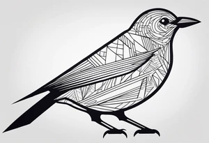 An abstract blackbird with no color and very little detail. tattoo idea
