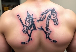 Horse with hockey sticks tattoo idea