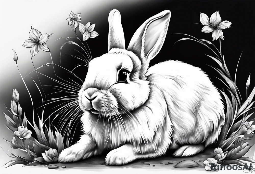Bunny rabbit with Kirsty R written underneath tattoo idea