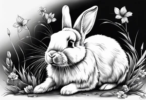 Bunny rabbit with Kirsty R written underneath tattoo idea