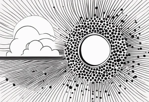 simple sunshine made of black dots with circles. indian vibe tattoo idea