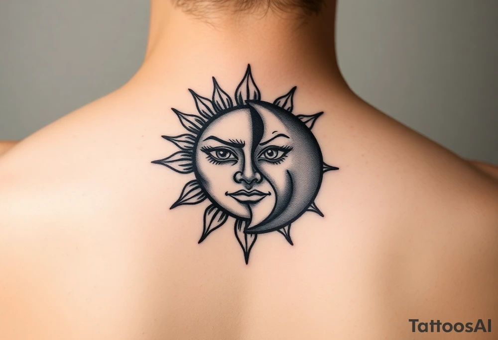 sunface (sunsign in aquarius) & moonface (moonsign in pisces) astrology / japanese inspired tattoo idea