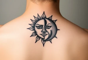 sunface (sunsign in aquarius) & moonface (moonsign in pisces) astrology / japanese inspired tattoo idea
