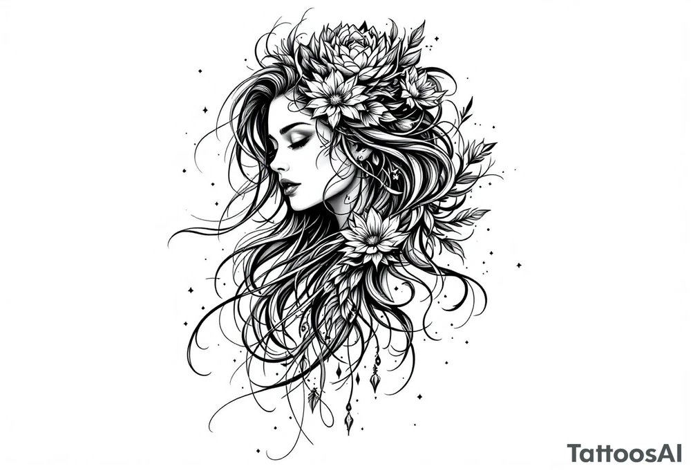 Reincarnation,beautiful girl long fore arm tattoo idea