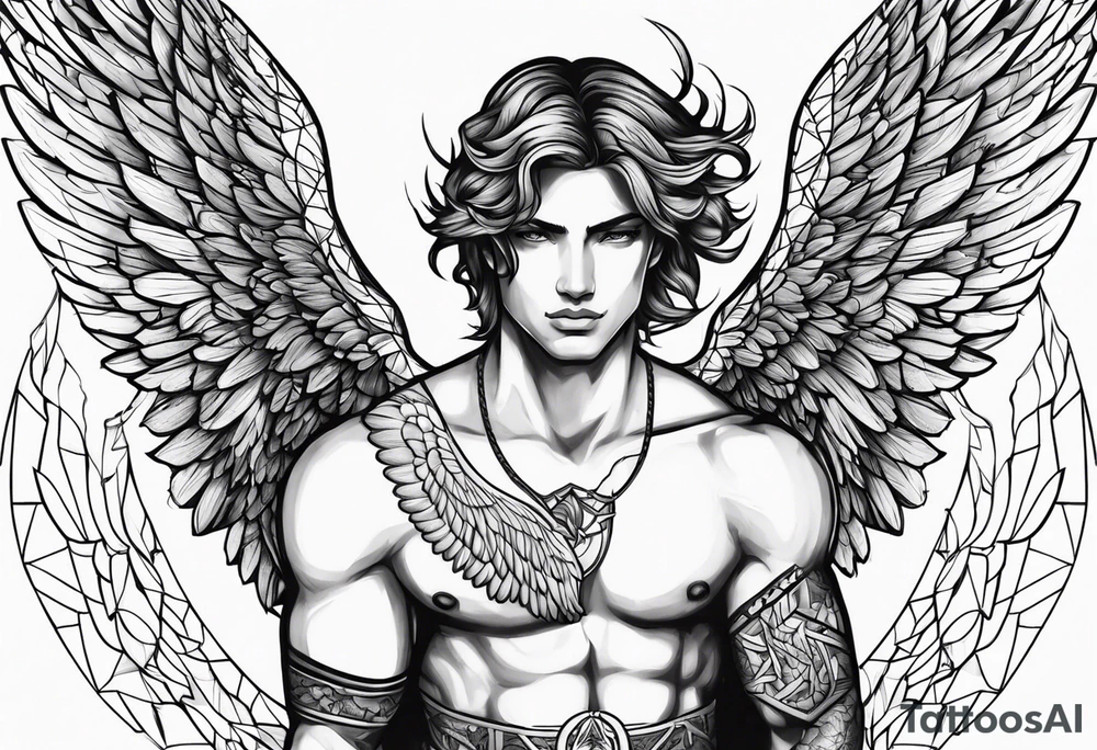 Survival love angel male tattoo idea