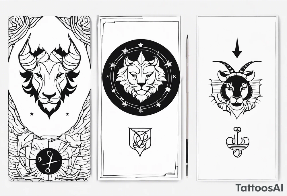 combination between 3 zodiac signs - gemini, leo and scorpio tattoo idea