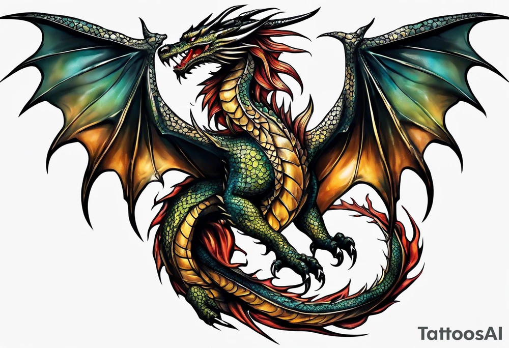 Tear skin dragon tattoo idea