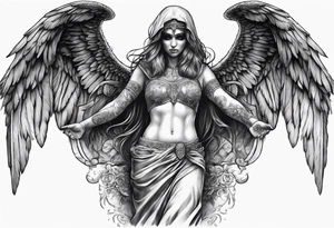 realistic full body of angel of death, fwithout face tattoo idea