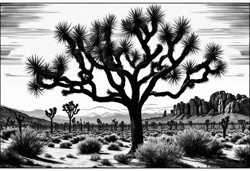 Joshua tree with death moth tattoo idea