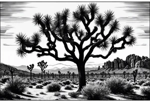 Joshua tree with death moth tattoo idea