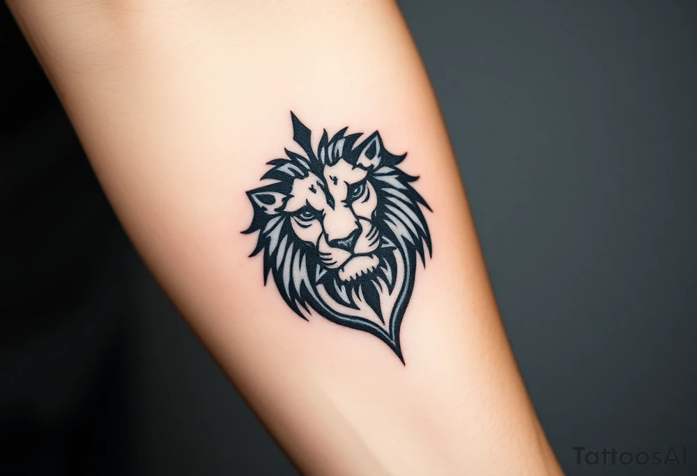 Fancy style "leo"  birth
 sign lion tattoo idea