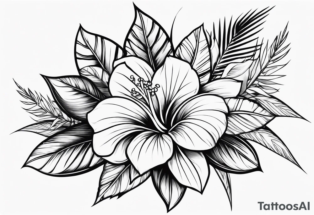 hawaiian flower tattoo idea