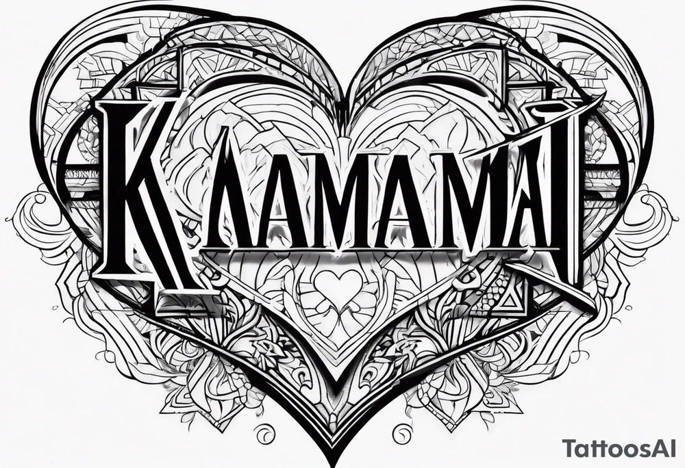 A tattoo with the name: kaimani with a heart tattoo idea